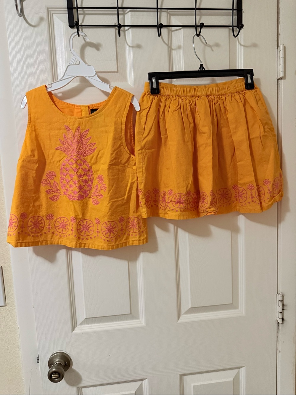 Cynthia Rowley Girls Yellow Orange Pineapple Embroidered Matching Set
